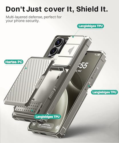 GolbinBox for Samsung Galaxy S26 Ultra Case with Wallet & Lock,Pearl Silver | Card Holder, Slide Camera Cover, Built-in Safety Lock & RFID Protection, Holds 4~5 Cards or Cash, S26 Ultra Wallet Case 6.9'' - color: Pearl Silver