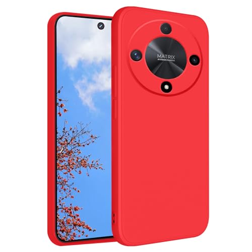 Phone Case for Honor Magic 6 Lite, Silky Soft Touch for Honor Magic 6 Lite Case Silicone Shockproof Slim Cute Anti Fingerprint Protective Cover Aesthetic (Red) - color: Red