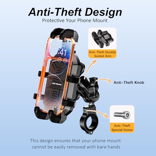 LOKTENWO Anti-Theft Motorcycle Phone Mount Holder with Vibration Dampener