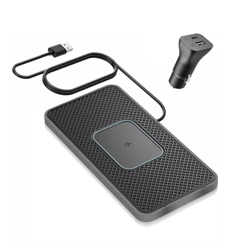 Wireless Charger Car Charging pad,SANMIDO Fast Wireless Phone Charger Cell Phone Non Slip Cordless Charging mat Compatible with iPhone 11/12/12/14/15 Galaxy S21/S22/S23/24 NOTE10 (C1P)