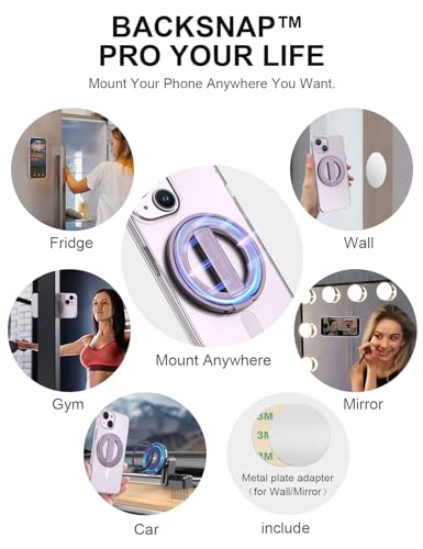 EWA MagOne Ultra for Magsafe Phone Grip Kickstand [Replaceable Elastic Finger Loop], Mag Safe Ring Holder Stand, Two-Sided Magnetic Phone Accessories for iPhone 17,16,15,14,13,12 Pro/Max/Plus-Purple - color: Purple