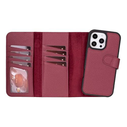Bayelon Wallet Case for iPhone 16 Pro Max 6.9", Trifold Leather Wallet, Detachable Magnetic Flip Folio Cover, Card Holder, iPhone 16 Pro Max Wallet Case, MagSafe Compatible, RFID (Burgundy) - color: Burgundy, size: iPhone 16 Pro Max