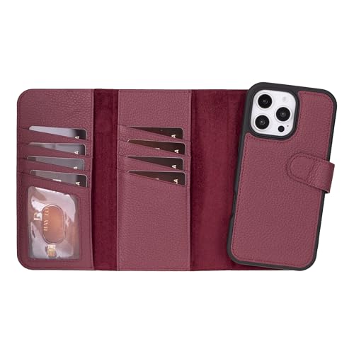 Bayelon Wallet Case for iPhone 16 Pro Max 6.9", Trifold Leather Wallet, Detachable Magnetic Flip Folio Cover, Card Holder, iPhone 16 Pro Max Wallet Case, MagSafe Compatible, RFID (Burgundy) - color: Burgundy, size: iPhone 16 Pro Max