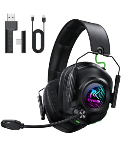 Krysenix 2.4 GHz Wireless Gaming Headset for PC, PS5, PS4, Switch - Black - color: Pure Black