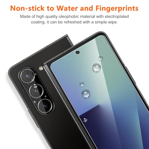 [2Set 6PCS] Screen Protector for Galaxy Z Fold 7, 2 Inner TPU Matte Privacy Films + 2 Outer Tempered Glass + 2 Camera Lens Protecters, Anti-Glare, No Creases, No Bubbles