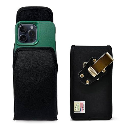 Turtleback Belt Clip for iPhone 16 Pro Max, 15 Pro Max, 14 Pro Max -Medium- Fits w/Shockproof Commuter Style Cases - Premium Black Nylon, Vertical Belt Holder Magnetic Closure, HD Rotating Clip - color: Vertical - Nylon w/ HD Clip, size: Medium