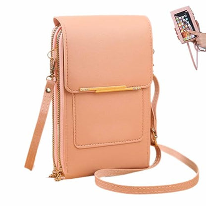 Touchscreen Phone Crossbody Bag, Multi-Card Slots & Coin Pouch, Small Crossbody Wallet for Women Travel Daily Use - color: Pink