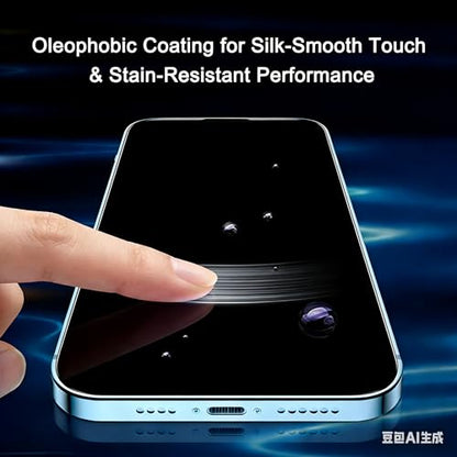2 Pack 4 Way 360 Degree Privacy Screen Protector for iPhone 15 Pro 6.1", 4 Directions Horizontal and Vertical All Around Anti Spy Tempered Glass Film, Face ID Sensitive - size: for iPhone 15 Pro 6.1"