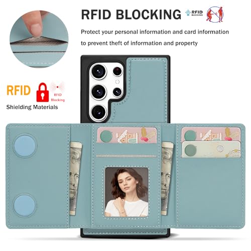 for Samsung Galaxy S23 Ultra Wallet Case, 2-in-1 Detachable Magnetic Wallet Case, Card Holder RFID Blocking, Fashionable Faux Leather Card Slot & Folding Design (Blue) - color: Blue, size: Samsung Galaxy S23 Ultra
