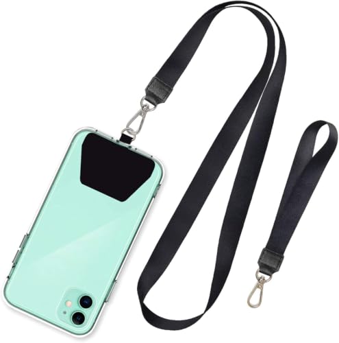 SHANSHUI Phone Lanyard, Neck Strap and Wrist Tether Key Chain Holder Universal for Phone Case Anchor Fit All Smartphones - Black - color: Black, size: 17inch