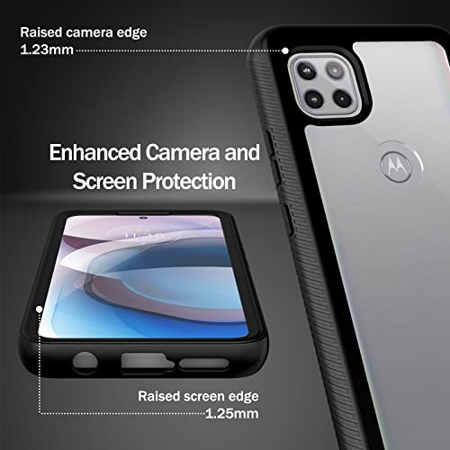 Compatible with Motorola One 5G Ace Phone Case, Built in Screen Protector Full Body Shockproof Slim Fit Bumper Protective Phone Cover for 1 5G Ace Men Women-Black/Clear - size: Motorola One 5G Ace