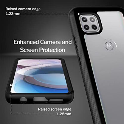 Compatible with Motorola One 5G Ace Phone Case, Built in Screen Protector Full Body Shockproof Slim Fit Bumper Protective Phone Cover for 1 5G Ace Men Women-Black/Clear - size: Motorola One 5G Ace