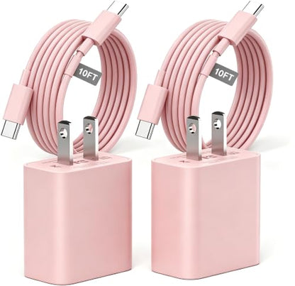 iPhone 17 16 15 Charger Fast Charging 10FT, 20W USB C Charger Block & Cable - color: Pink