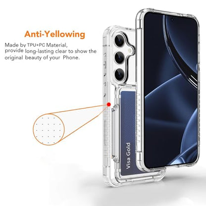 Wallet Case for Samsung Galaxy S25 with 3 Credit Card Holder Slot | Shockproof Hybrid Heavy Duty Protection Clear Phone Cover Compatible with Galaxy S25 (Clear) - color: Clear, size: Samsung Galaxy S25