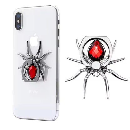 Spider Shape Phone Ring Holder 360° Rotating Universal Spider Mobile Stand - Polished Metal Grip for Cell Phones (Red) - color: Red