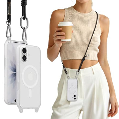 MAGEASY Roam MagSafe Crossbody iPhone Case with Adjustable Strap for iPhone 17, Magnetic Case with Detachable Lanyard, 16FT Drop Defense, Camera Control Compatible (Transparent) - color: Transparent, size: iPhone 17