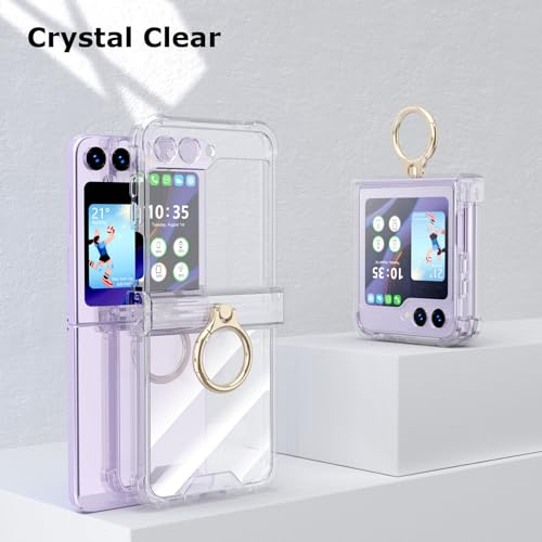 Case for Samsung Galaxy Z Flip 6 Case with Hinge Protection 2 Pack Tempered Glass Screen Protection Cover for Samsung Galaxy Z Flip 6 5G(Clear) - color: Clear