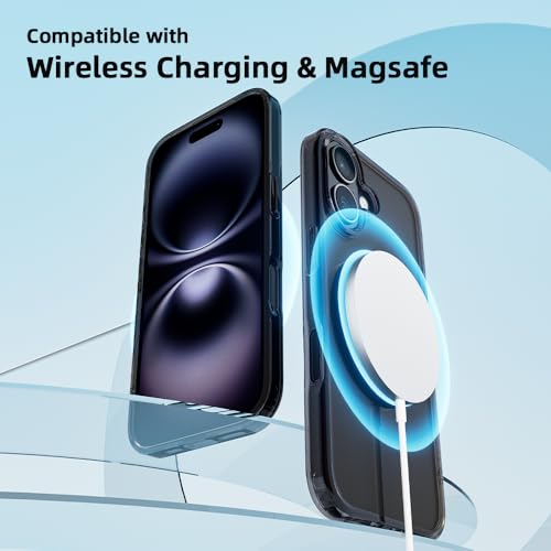 Mobnano for iPhone 16 Case, Protective Shockproof Bumpers [Not Yellowing] Anti-Scratch Transparent Slim Hard PC Back Soft TPU Frame Cover for Men Women - Black - color: Black