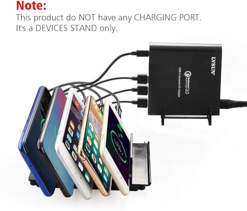 Adjustable Phone Stand Holder Dock Mobile Phone Tablet Organizer Multi Device Universal Desktop Stand Rack for iPhone Samsung Kindle Fire Tablet and Most Electronics Devices-No Charging Port (S-Black) - color: S-Black
