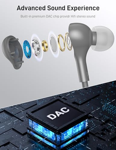 USB C Headphones for Apple/iPhone Duo 18 17 16 15 Wired Earbuds with Case - color: Grey