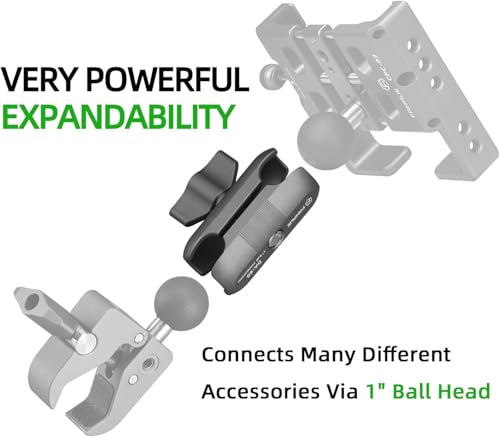 FANAUE Aluminum Bike Phone Holder with 1" Ball for Smartphones with a Width of 2.3" to 3.7", Compatible with RAM Mounts B Size Double Socket Arm & Motorcycle Phone Mount [150mph Wind Anti-Shake]