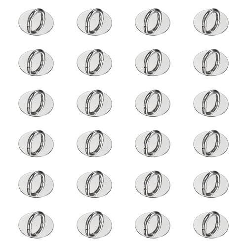 PATIKIL Metal Phone Charm Hook 0.9", 24Pcs Adhesive Circle Shaped Phone Finger Grip Hook Smartphones Keychain Ring Charm Loop for DIY Tablet Case Accessories, Silver - color: Silver