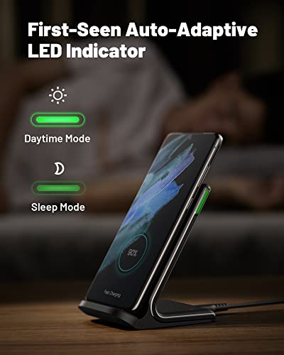 INIU Wireless Charger, [2-Pack] 15W Fast Wireless Charging Station with LED - color: Black, size: 2 Pack