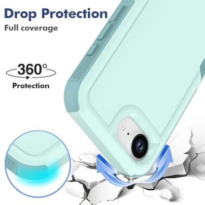 for iPhone 16E / iPhone 17E Case: Dual Layer Protective Heavy Duty Cell Phone Cover Shockproof Rugged with HD Screen Protector - Military Protection Bumper Tough - for iPhone 16E / 17E, Mint Green - color: Mint Green (PC) + Mint Green (TPU)