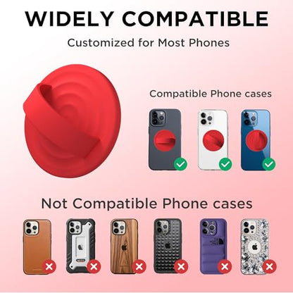 Magnetic Phone Grip for MagSafe, Silicone Ring Grip, Red - color: Red
