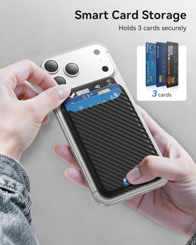 TWZKG for MagSafe Wallet, 3 Cards Holder, Slim Magnetic Phone Wallet for iPhone 17/16/15/14/13/12 Pro Max Plus Air Series,RFID Blocking Vegan Leather,Carbon Fiber - color: Carbon Fiber