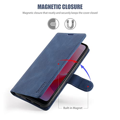 Moto G Power 2022 Wallet Case with [RFID Blocking],Blue | Card Holder, Kickstand, Magnetic, Soft Leather Flip Case Wallet for Moto G Power 2022 6.5 Inch - color: Blue, size: Moto G Power 2022 6.5 inch