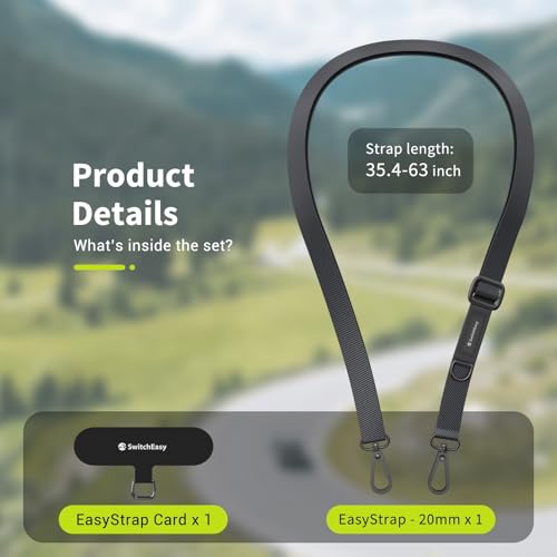SWITCHEASY 20mm Adjustable Crossbody Phone Strap Compatible with Most Phones, Anti-Theft & Ant-Drop, Hands Free for Phone Lanyard Crossbody with Strap Card Phone Tether Tab - EasyStrap (Aquamarine) - color: Aquamarine, size: 20mm