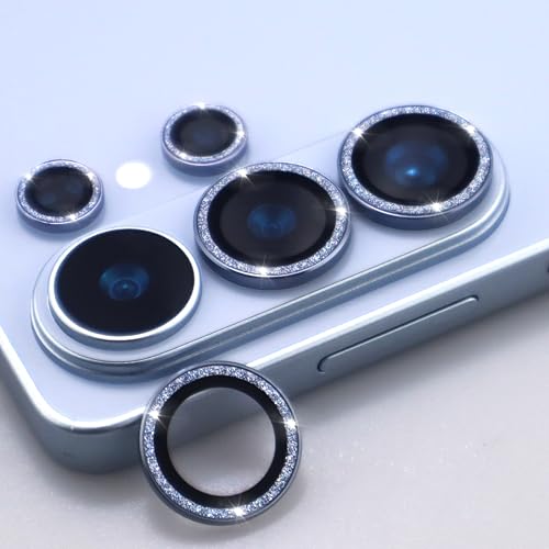 for Samsung Galaxy S26 Ultra Camera Lens Protector, Bling Glitter Metal Ring Tempered Glass Lens Cover Accessories (Sky Blue) - color: Sky Blue