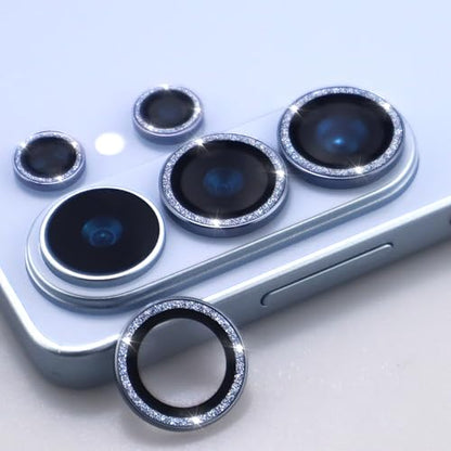 for Samsung Galaxy S26 Ultra Camera Lens Protector, Bling Glitter Metal Ring Tempered Glass Lens Cover Accessories (Sky Blue) - color: Sky Blue