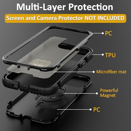 Follaroma for iPhone 13 Case, Heavy Duty Magnetic Cases, Black, 6.1" | Compatible with MagSafe, Heavy Duty Shock proof,Military-Grade Anti-Drop Protective,Dual Layer Magnetic Protection Phone Case - color: Black