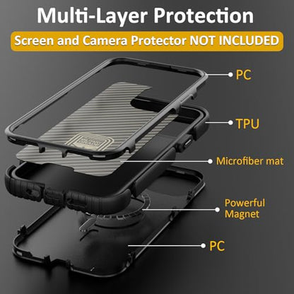 Follaroma for iPhone 13 Case, Heavy Duty Magnetic Cases, Black, 6.1" | Compatible with MagSafe, Heavy Duty Shock proof,Military-Grade Anti-Drop Protective,Dual Layer Magnetic Protection Phone Case - color: Black