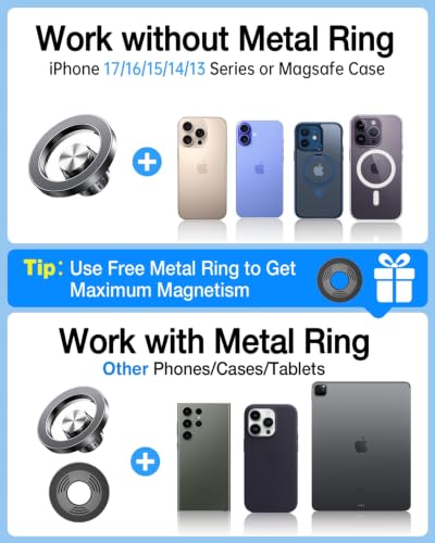 Kaistyle for MagSafe Car Mount【Powerful Suction Cup】 Magnetic Phone Mount for Car Phone Holder Dashboard Windshield Air Vent Phone Holders for Your Car Mount for iPhone 17 Pro Max 16 15 14 13