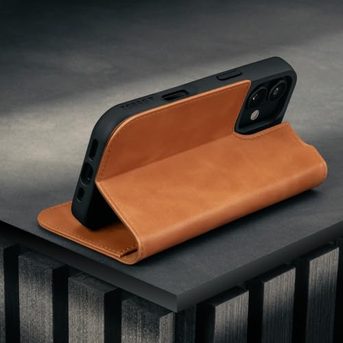 TORRO Leather Case Compatible with iPhone 17 6.3" 2025 - Premium Leather Wallet Flip Case with Kickstand and Card Slots (Compatible with Official MagSafe Chargers) - Light Brown - color: Light Brown, size: iPhone 17