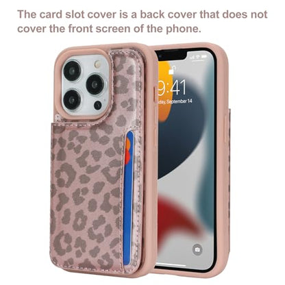 iCoverCase Compatible with iPhone 13 Pro Case with Card Holder, Wallet Phone Case for Women Men RFID Blocking PU Leather Protective Case 6.1 Inch (Rose Gold Leopard) - color: Rose Gold Leopard
