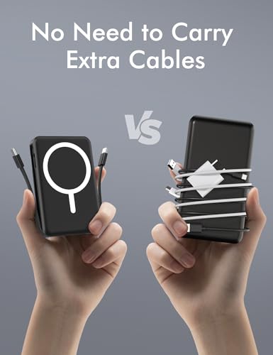 podoru for Magsafe Power Bank, 10000mAh Magnetic Portable Charger - color: Black
