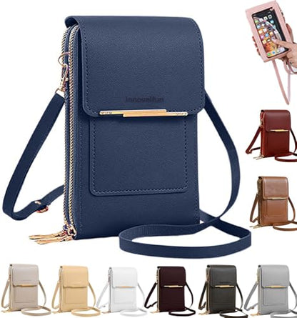 Anti-Theft Leather Bag,Small Crossbody Cell Phone Purse Wallet for Women,Touchscreen Phone Purse Crossbody Bag - color: Dark Blue