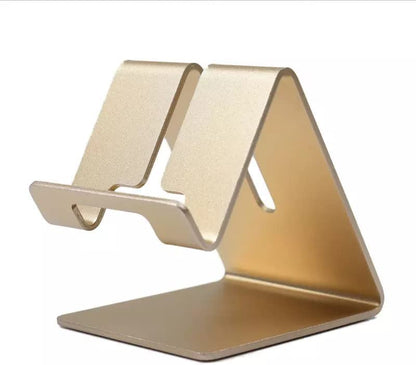 Gold Aluminium Alloy Cell Phone Stand, Cell Phone Stand Holder Aluminum Desktop Solid Universal Desk Stand Aluminum Desktop Stand for All Mobile Smart Phone Office Decor