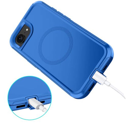 I-HONVA for iPhone 16e Case [Compatible with MagSafe] Shockproof 3-Layer Full Body Protection [Without Screen Protector] Rugged Heavy Duty Cover Case for Apple iPhone 16e 6.1",Sea Blue - color: Sea Blue