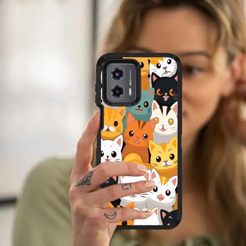 for Moto G 5G 2024/Moto G Play 5G 2024 Case, Military Grade Heavy Duty [3-Layer] Dustproof Shockproof Full-Body Protective Case for Motorola Moto G 5G 2024, Cute Cartoon Cats - color: Cute Cartoon Cats
