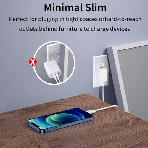 5V 2.1A 2A 1A Flat USB Wall Charger, Retractable USB Power Adapter Charging Block 10W 10.5W 5W AC Power Adapter Compatible with iPhone, iPad, Samsung, Tablet, Kindle-White-1PCS (10.5W-5V 2.1A)
