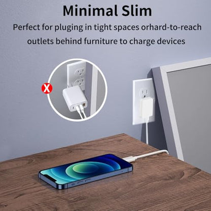 5V 2.1A 2A 1A Flat USB Wall Charger, Retractable USB Power Adapter Charging Block 10W 10.5W 5W AC Power Adapter Compatible with iPhone, iPad, Samsung, Tablet, Kindle-White-1PCS (10.5W-5V 2.1A)