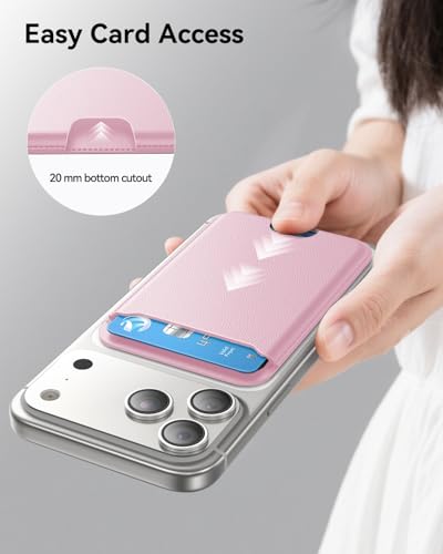 TWZKG for MagSafe Wallet, 3 Cards Holder, Slim Magnetic Phone Wallet for iPhone 17/16/15/14/13/12 Pro Max Plus Air Series,RFID Blocking Vegan Leather,Pink - color: Pink