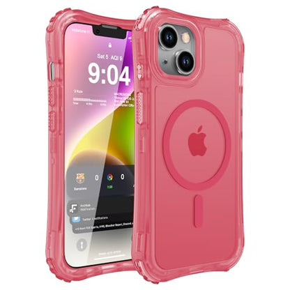 WRJ Magnetic Matte for iPhone 13 Case,iPhone 14 Case,[Compatible with MagSafe][Military Grade Drop Protection] Translucent Anti-Fingerprint Full Body Shockproof Phone Case-Peach Pink - color: Peach Pink, style: Matte