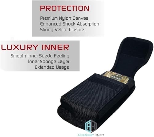 AH Military Grade Cell Phone Pouch Clip Holster Holder w/Belt Loop for iPhone 16 Plus, 16 Pro Max, 15 Plus, 15 Pro Max, 14 Pro Max Cell Phone Holsters Fits Cell Phone w/Heavy Duty Case (Large) - color: BLACK, size: BLACK - LARGE