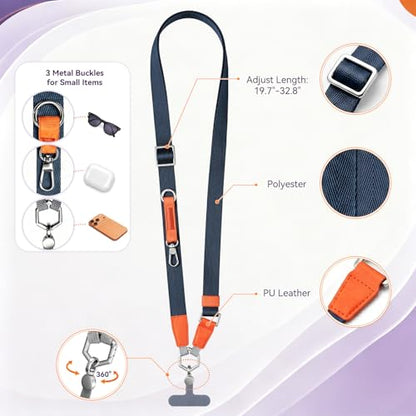 Phone Lanyard Crossbody, Adjustable Anti-Theft Neck Strap, - color: Blue